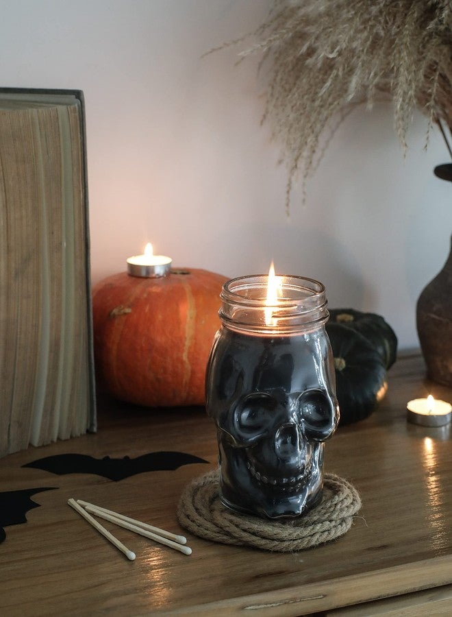 KORMMCO Gothic Skull Candle, Large Skull Candle Halloween Gothic Decorations for Home Table Bar Indoor Room,Scary Halloween Decorations Indoor Black - Image 5